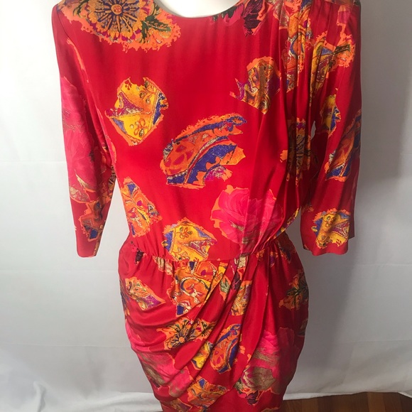 Vintage Louis Féraud silk dress size 6 Germany - Picture 8 of 15